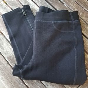 RAG & BONE black ribbed fabric leggings ankle zip